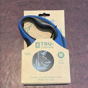 Blue Retractable Dog Leash, 16ft - Medium